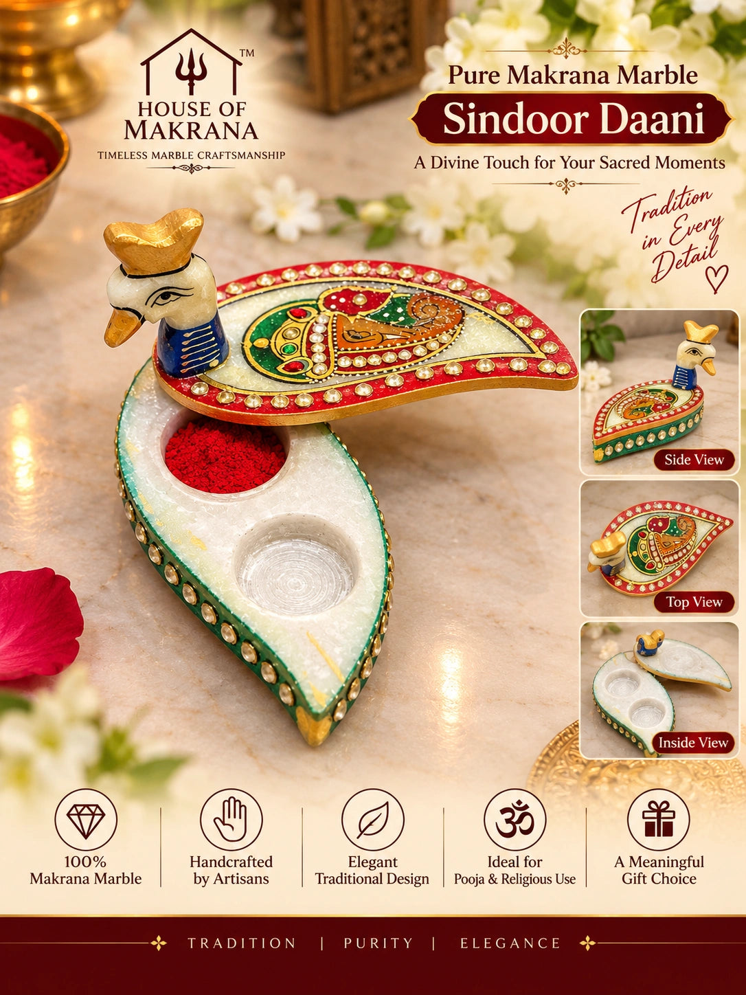 Sindoor Daani – Pure Makrana Marble, Traditional Hand-Painted Design