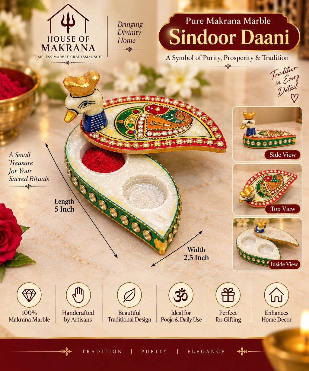 Sindoor Daani – Pure Makrana Marble, Traditional Hand-Painted Design
