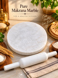 Chakla & Belan Set – Pure Makrana Marble, 10 Inch Chakla + 12 Inch Belan