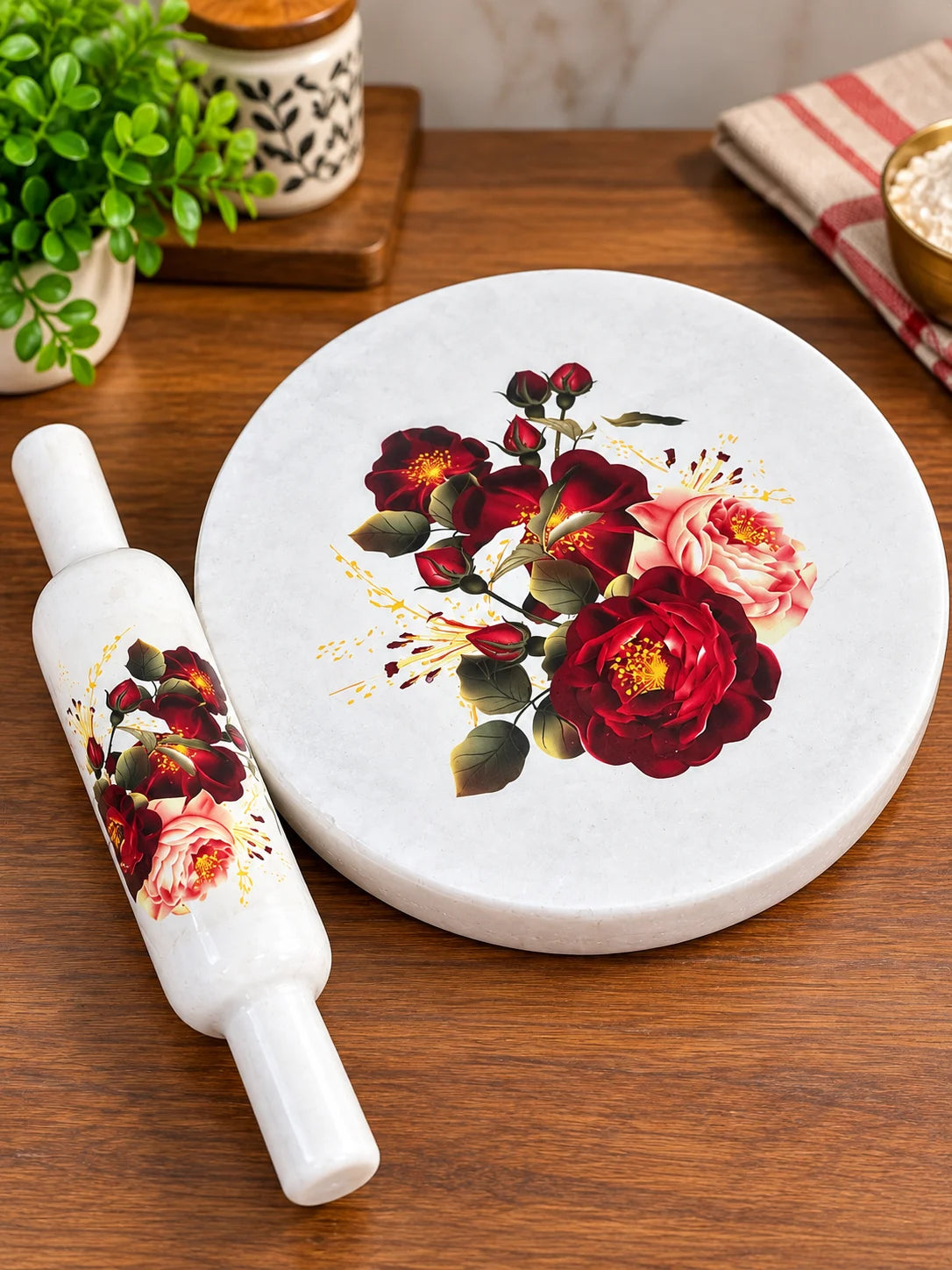 Printed Chakla & Belan Set – Pure Makrana Marble